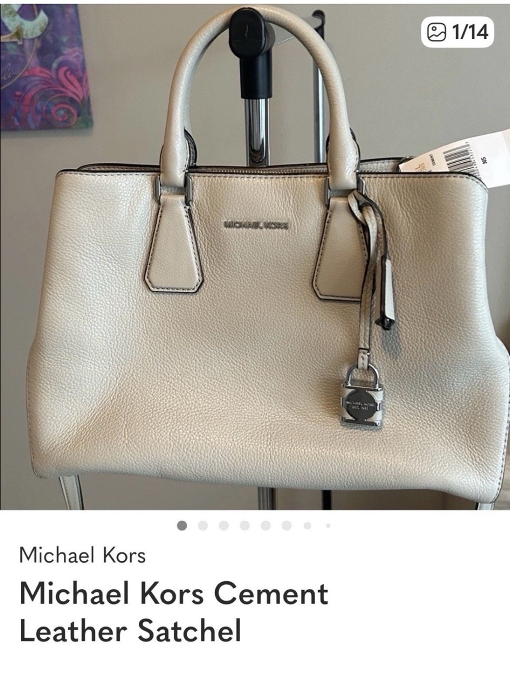 Michael Kors Light Gray Leather Satchel